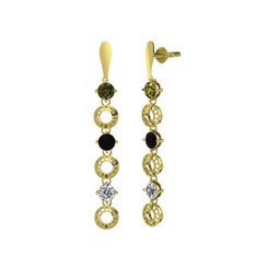 Leilani Küpe - Peridot, siyah zirkon ve swarovski 18 ayar altın küpe #1wksjkj