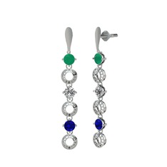 Leilani Küpe - Kök zümrüt, swarovski ve lab safir 14 ayar beyaz altın küpe #1wv90q6