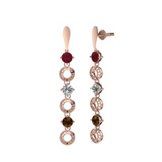 Leilani Küpe - Kök yakut, swarovski ve dumanlı kuvars 8 ayar rose altın küpe #1x2oblu