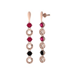 Leilani Küpe - Rodolit garnet ve siyah zirkon 925 ayar rose altın kaplama gümüş küpe #1x358zm