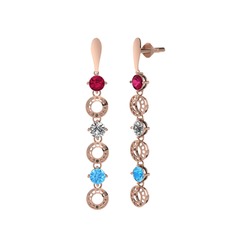 Leilani Küpe - Rodolit garnet, swarovski ve akuamarin 18 ayar rose altın küpe #1xta0d5