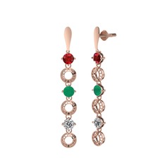 Leilani Küpe - Garnet, kök zümrüt ve swarovski 18 ayar rose altın küpe #2bhzft