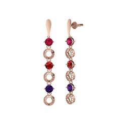 Leilani Küpe - Rodolit garnet, garnet ve ametist 8 ayar rose altın küpe #2hdrdm