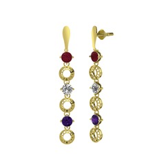 Leilani Küpe - Kök yakut, swarovski ve ametist 8 ayar altın küpe #2yjpfp