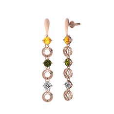 Leilani Küpe - Sitrin, peridot ve swarovski 14 ayar rose altın küpe #3j0v6v