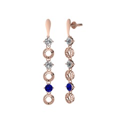 Leilani Küpe - Swarovski ve lab safir 8 ayar rose altın küpe #3ymdk7