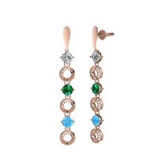 Leilani Küpe - Swarovski, yeşil kuvars ve akuamarin 14 ayar rose altın küpe #41vcry