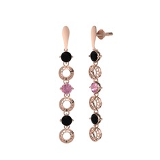 Leilani Küpe - Siyah zirkon ve pembe kuvars 925 ayar rose altın kaplama gümüş küpe #4ojyn8