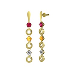 Leilani Küpe - Rodolit garnet, sitrin ve swarovski 14 ayar altın küpe #5mr8b5