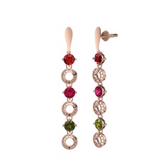 Leilani Küpe - Garnet, rodolit garnet ve peridot 8 ayar rose altın küpe #5ryxc3