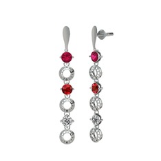 Leilani Küpe - Rodolit garnet, garnet ve swarovski 8 ayar beyaz altın küpe #6ahfrl