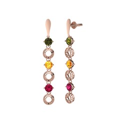 Leilani Küpe - Peridot, sitrin ve rodolit garnet 8 ayar rose altın küpe #6mg0fr