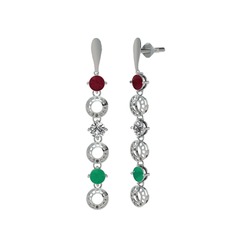 Leilani Küpe - Kök yakut, swarovski ve kök zümrüt 925 ayar gümüş küpe #7yy2n9