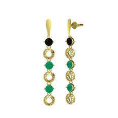 Leilani Küpe - Siyah zirkon ve kök zümrüt 14 ayar altın küpe #832ary