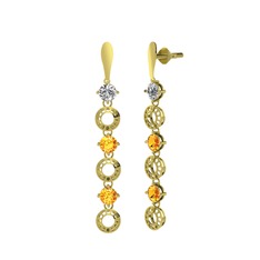 Swarovski ve sitrin 14 ayar altın küpe