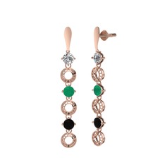 Leilani Küpe - Swarovski, kök zümrüt ve siyah zirkon 8 ayar rose altın küpe #8fg4vr