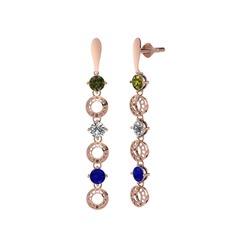 Leilani Küpe - Peridot, swarovski ve lab safir 14 ayar rose altın küpe #8kslfi