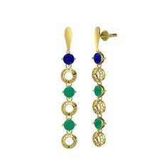 Leilani Küpe - Lab safir ve kök zümrüt 14 ayar altın küpe #8qf7p4