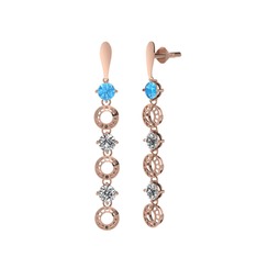 Leilani Küpe - Akuamarin, swarovski ve beyaz zirkon 14 ayar rose altın küpe #95rzm0
