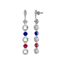 Leilani Küpe - Swarovski, lab safir ve rodolit garnet 18 ayar beyaz altın küpe #9dc4hv