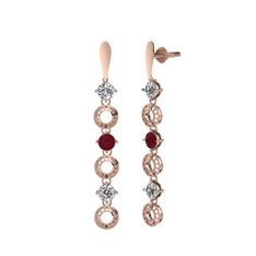 Leilani Küpe - Beyaz zirkon, kök yakut ve swarovski 18 ayar rose altın küpe #a4ivad