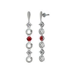 Leilani Küpe - Swarovski ve garnet 14 ayar beyaz altın küpe #ar8n6k