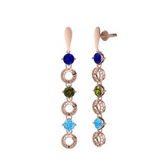 Leilani Küpe - Lab safir, peridot ve akuamarin 925 ayar rose altın kaplama gümüş küpe #aw195w