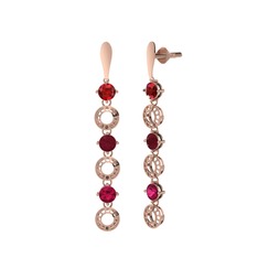 Leilani Küpe - Garnet, kök yakut ve rodolit garnet 14 ayar rose altın küpe #bao7t5