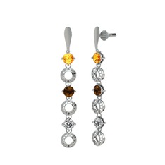 Leilani Küpe - Sitrin, dumanlı kuvars ve swarovski 925 ayar gümüş küpe #bkb0j4