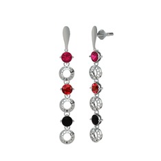 Leilani Küpe - Rodolit garnet, garnet ve siyah zirkon 14 ayar beyaz altın küpe #bo8q8x
