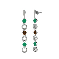 Leilani Küpe - Kök zümrüt ve dumanlı kuvars 925 ayar gümüş küpe #bpxe5p