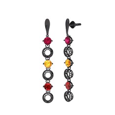 Leilani Küpe - Rodolit garnet, sitrin ve garnet 925 ayar siyah rodyum kaplama gümüş küpe #bwajpk