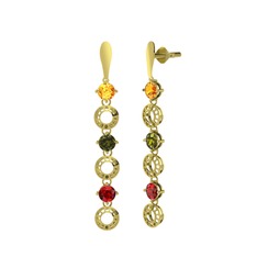 Leilani Küpe - Sitrin, peridot ve garnet 14 ayar altın küpe #cbrnl2