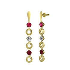 Leilani Küpe - Rodolit garnet, swarovski ve kök yakut 18 ayar altın küpe #cmmpfu