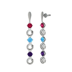 Leilani Küpe - Rodolit garnet, akuamarin ve ametist 925 ayar gümüş küpe #cpiyth