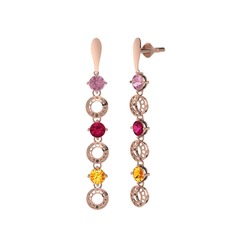 Leilani Küpe - Pembe kuvars, rodolit garnet ve sitrin 8 ayar rose altın küpe #cvht9g