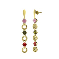 Leilani Küpe - Pembe kuvars, peridot ve garnet 14 ayar altın küpe #d6pqxi
