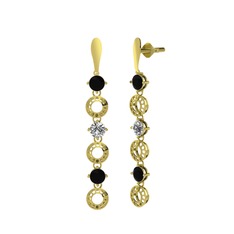 Leilani Küpe - Siyah zirkon ve swarovski 14 ayar altın küpe #d7ds7y