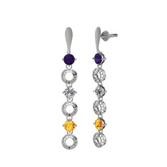 Leilani Küpe - Ametist, swarovski ve sitrin 925 ayar gümüş küpe #db9mma