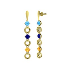 Leilani Küpe - Akuamarin, lab safir ve sitrin 925 ayar altın kaplama gümüş küpe #df9wzc