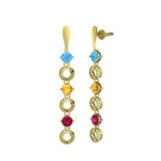 Leilani Küpe - Akuamarin, sitrin ve rodolit garnet 18 ayar altın küpe #dkpgxy