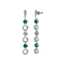Yeşil kuvars ve swarovski 8 ayar beyaz altın küpe
