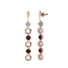 Leilani Küpe - Swarovski, kök yakut ve dumanlı kuvars 925 ayar rose altın kaplama gümüş küpe #dqi3yj