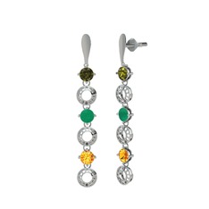 Leilani Küpe - Peridot, kök zümrüt ve sitrin 14 ayar beyaz altın küpe #dxj5pu