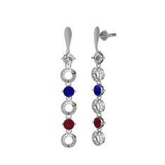 Leilani Küpe - Swarovski, lab safir ve kök yakut 18 ayar beyaz altın küpe #egvyir