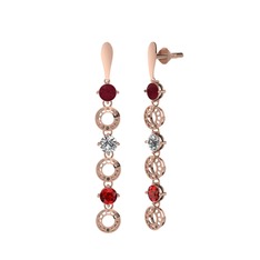 Leilani Küpe - Kök yakut, swarovski ve garnet 14 ayar rose altın küpe #eh8mtr