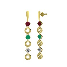 Leilani Küpe - Kök yakut, kök zümrüt ve swarovski 8 ayar altın küpe #f4a2mh