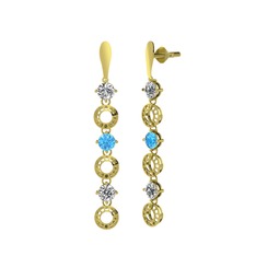 Leilani Küpe - Swarovski, akuamarin ve beyaz zirkon 8 ayar altın küpe #f4j29t