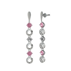 Leilani Küpe - Pembe kuvars ve swarovski 925 ayar gümüş küpe #ff5y9u