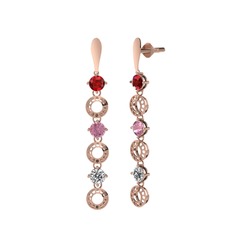 Leilani Küpe - Garnet, pembe kuvars ve swarovski 18 ayar rose altın küpe #fi5u36